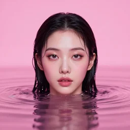 lee jin - eun emerging from pink water in cyberpunk theme by greg rutkowski, rule of thirds, face anatomy, coherent symmetry, seductive look, beautiful, refined, masterpiece