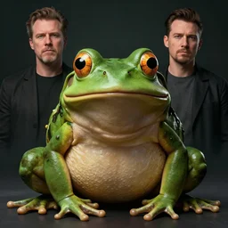 hyperrealistic mixed media image of a ( info wars alex jones ) with body of a bullfrog, stunning 3 d render inspired art by greg rutkowski and xiang duan and thomas eakes, perfect symmetry, flesh texture, realistic, highly detailed attributes and atmosphere, dim volumetric cinematic lighting, 8 k octane detailed render, post - processing, masterpiece,