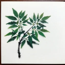 moringa leaves graffiti art by banksy, on blank paper