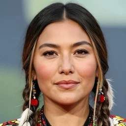 close - up face portrait of mila kunis as a native american, wlop