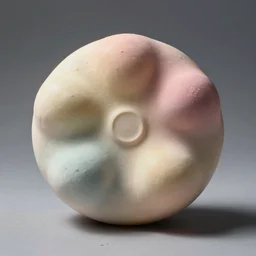 one round biomorphic form with gradient hi key pastel colors, by degas, professional food photography