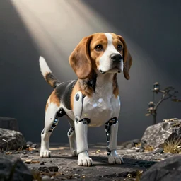 a robot beagle, cinematic