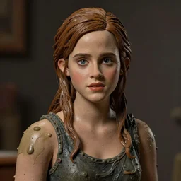 A realistic clayface, its body is realistic clay goo and its face is emma watson,