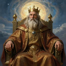 a portrait of wisened philosopher king (an absolute monarch of his ancient european kingdom) resides on his throne, his gaze transfixed on the horizon of infinity, his mind contemplating eternity, highly detailed DnD portrait by Raffaello Ossola and Ross Tran and Greg Rutkowski and Zdzisław Beksiński, stunning detail, 8k, 4k