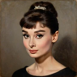 portrait of audrey hepburn, oil painting by jan van eyck, northern renaissance art, oil on canvas, wet - on - wet technique, realistic, expressive emotions, intricate textures, illusionistic detail