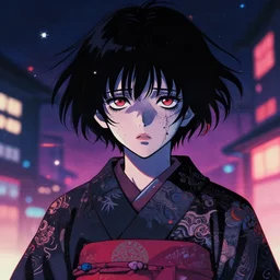 kanda matsuri, fear, sharp focus, epic retrowave art, trending on art station