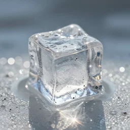 an ice cube under the sunlight, sparkling, 8 k, photorealistic