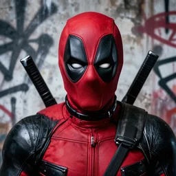 highly detailed closeup portrait of a cyborg carnage symbiote in deadpool suit with carnages face, black hoodie by atey ghailan, by greg rutkowski, by greg tocchini, by james gilleard, by joe fenton, by kaethe butcher, gradient in red, black, crimson and white color scheme, grunge!!! aesthetic!!! black graffiti tag wall background