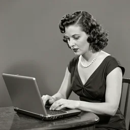 1927 photograph of a flapper using a laptop computer