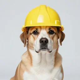dog wearing a hard hat, photo from 1 9 7 9,