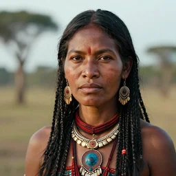 portrait of a epically beautiful tribal woman by national geographic, cinematic, 8 0 mm,