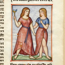 rubenesque plump thick woman in medieval illuminated text style, 2 d, on paper, hd