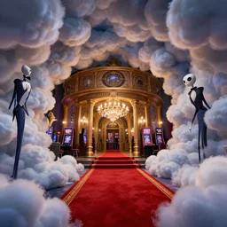curled perspective digital art of curly clouds casino entrance with luxurious red carpet by anton fadeev from nightmare before christmas