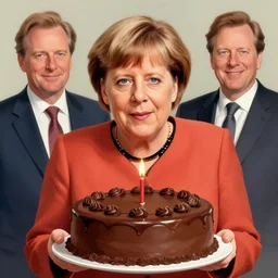 angela merkel wears a chocolate cake. detailed digital art by greg rutkowski, thomas kinkade and keith parkinson, artstation, cgsociety, 8 k, hd