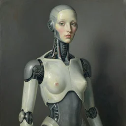 a portrait of a female android by balthus