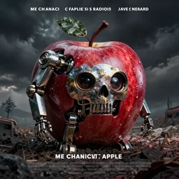 mechanical apple, horror sci - fi movie poster