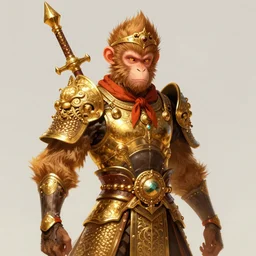 concept art of monkey king in ornate golden armo, artstation