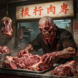 a cannibal butcher shop that sells human flesh, digital painting, artstation, concept art, Craig Mullins, Breathtaking, 8k resolution, extremely detailed, beautiful, establishing shot, artistic, hyperrealistic, octane render, cinematic lighting, dramatic lighting, masterpiece, light brazen, extremely detailed and beautiful face