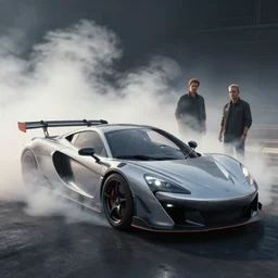 sport car in a smoke, unreal engine. peder balke, john watkiss, and paul gustav fischer.