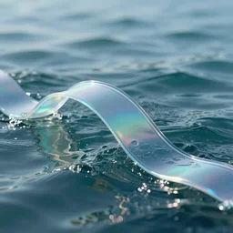 shallow depth of field, concept art, transparent glossy glass ribbon on water. holographic curved wave in motion, photorealism, illustration, vibrant colors, epic, trending artstation, octane render, highly detailed, cinematic lighting, digital painting