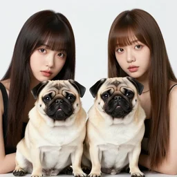 two girls one pug