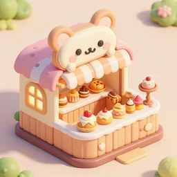 cute bakery shop, isometric game art, bright, artstation, highly detailed, cinematic lighting + masterpiece