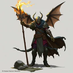 a dragonborn warlock dnd character by chengwei pan