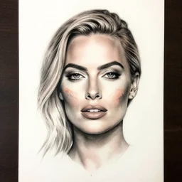 face morph tattoo design sketch of margot robbie blended with beautiful mountain scenery, in the style of matteo pasqualin, amazing detail