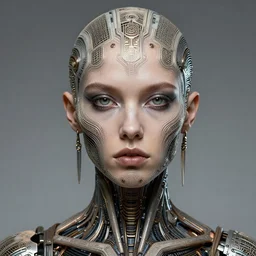 biopunk cyborg portrait by julie bell, intricate biopunk patterns, detailed!, very sharp!!!