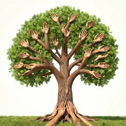 a tree made of hands