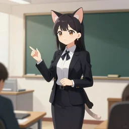 concept art of a beautiful catgirl wearing formal attire, making a presentation in an office, standing in an office | | cute - fine - face, pretty face, fine details by stanley artgerm lau, wlop, rossdraws, james jean, andrei riabovitchev, marc simonetti, and sakimichan, trending on artstation