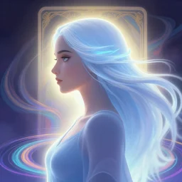 side portrait, maya ali, wind sorcerer, gloomhaven, soft, smooth, luminescent, art nouveau tarot, backlit glow, colorful swirly ripples, gaudy colors, aesthetic octane render, unreal engine, pre - raphaelite, gothic, 8 k, by mucha, ilya kuvshinov, cushart krenz