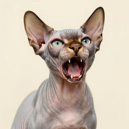 sphynx cat roar, pencil portrait as nft avatar, hight detail, 3 d render, realistic, unreal engine