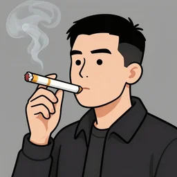 a cartoon of a life like cigarette smoking a man like a cigarette.
