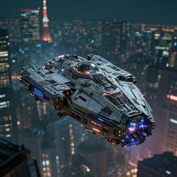alien spaceship floating over cyberpunk tokio at night, highly detailed, very intricate, cinematic lighting, concept art, by asher brown durand and eddie mendoza, octane render, featured on artstation, 8 k