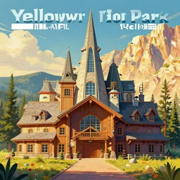 yellowstone national park styled architecture and symbols by greg rutkowski, trending on artstation, favorites on deviantart, high quality art. artwork masterpieces, award winning