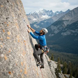 a photo of a rock - climber in the canadian rockies