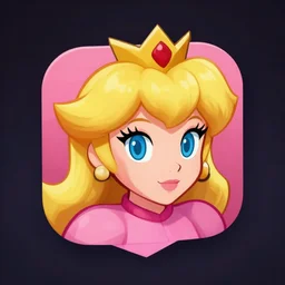 an icon of princess peach's face, artstation, rpg, digital art, isometric, dark background.