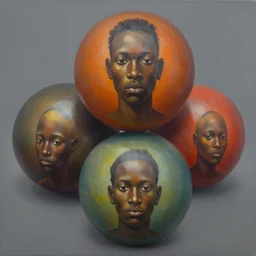 3 d balls painting by dan mcpharlin, aaron douglas, inspired by yukio - e