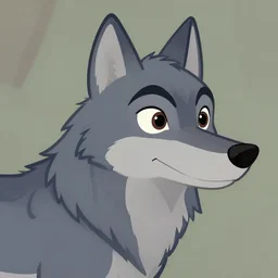 beautiful detailed cute character design of a cartoon grey wolf, tlk, tlk, in the style of'the jungle book'profile pic. deviantart adoptable, style of maple story and zootopia, portrait studio lighting by jessica rossier and brian froud in the style of disney balto, artstation deviantart alphonse mucha chinchilla