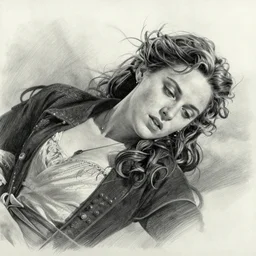 an intricate pencil drawing on paper of kate winslet as rose in titanic movie lying down wearing only a necklace by greg rutkowski, hyper - realistic, trending on artstation