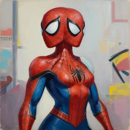 greg manchess portrait painting of partially armored female spiderman as overwatch character, medium shot, asymmetrical, profile picture, organic painting, sunny day, matte painting, bold shapes, hard edges, street art, trending on artstation, by huang guangjian, gil elvgren, ruan jia, greg rutkowski, gaston bussiere