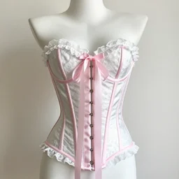 pierced corset with pink ribbon rococo