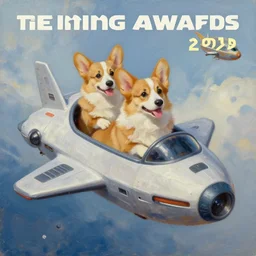 digital oil painting of corgis piloting a spaceship. trending. featured. award winning.