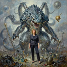 portrait action painting, perfect expression, subconscious connects, purified consciousness, expanse, usa representative liz cheney, leviathan hydra, fantasy character portrait, ultra realistic, wide angle, intricate details, mass effect, foundation, artifacts, highly detailed, michael cheval, peter mohrbacher, boris vallejo, jessica rossier, oil painting, highly detailed, cinematic lighting, unreal, natural tpose