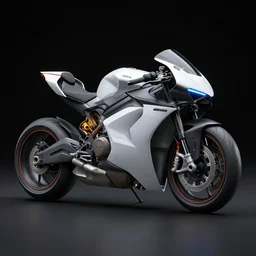 Product shot of a Mass effect futuristic modern motorcycle designed by Lamborghini in a photo studio on black background, hard surface modeling, octane, Giorgetto Giugiaro, trending on artstation, unreal, redshift, 3d model, 8k