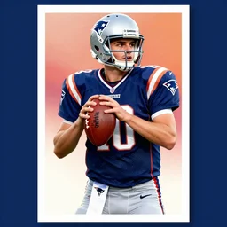 the quarterback, emma watson is new england patriots football qb, uniform, 1 9 8 0 s movie poster, minimalist, vibrant, trending on artstation
