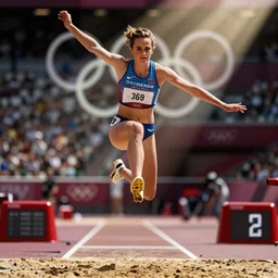 emma watson doing long jump at the olympics