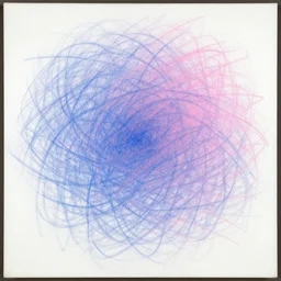 de kooning thin scribble on white canvas, blue and pink shift, drawn by yves tanguy, second iteration, oil on canvas, thick impasto
