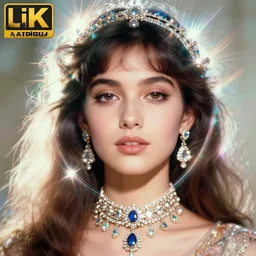 portrait photo of a blurred face of a girl, with a shimmering iridescent aura and extravagant jewelry, emitting aura, 1 9 6 0, life magazine photo, natural colors, metropolitan museum, kodak, 8 k, very detailed, high resolution, product photo,